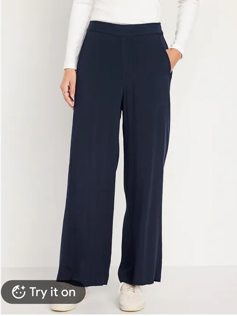 Old Navy High-Waisted Navy Blue Playa Wide-Leg Pants size Large Tall.